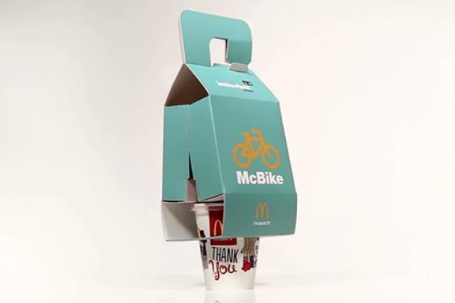 В Макдональдс придумали упаковку McBike для велосипедистов